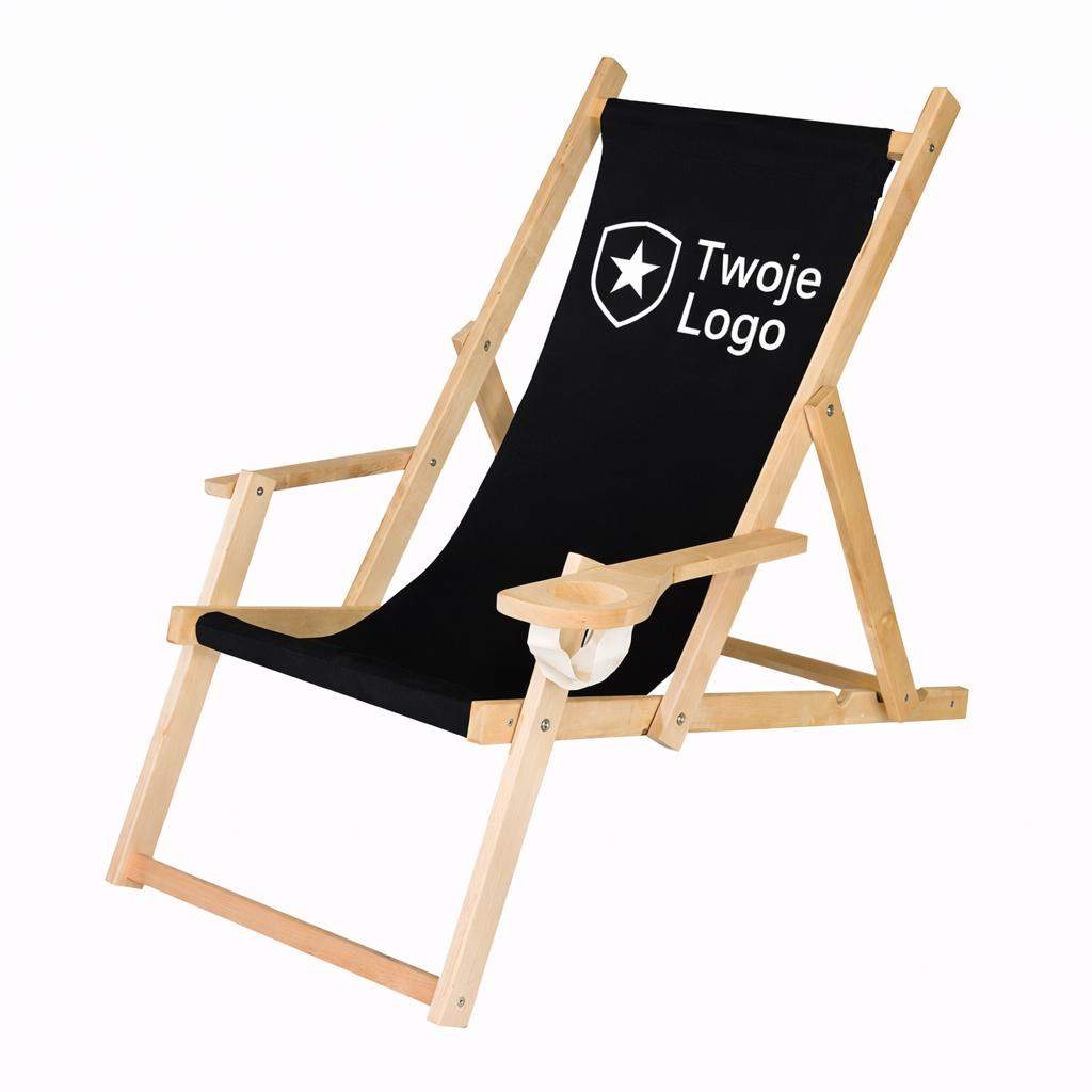 Leżak reklamowy z nadrukiem FULL KOLOR z podłokietnikami i z uchwytem na napój 0