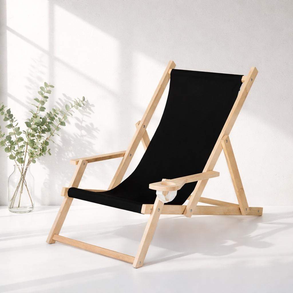 Leżak reklamowy z nadrukiem FULL KOLOR z podłokietnikami i z uchwytem na napój 3