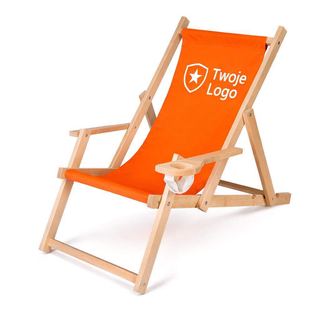 Leżak reklamowy z nadrukiem FULL KOLOR z podłokietnikami i z uchwytem na napój 2